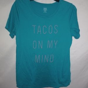TACOS ON MY MIND Turquoise Pink Top M